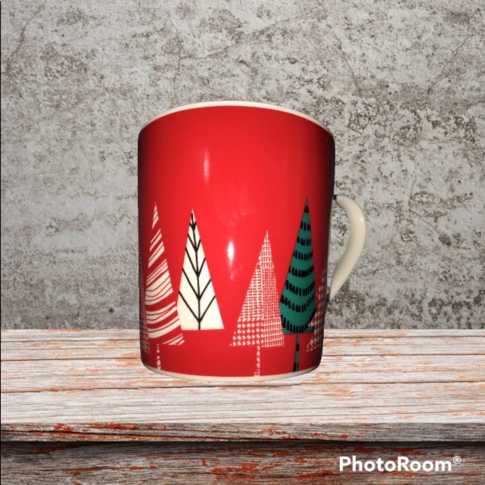 Starbucks 2017 Mug/Cup With Christmas Trees Around The Side Red Green White